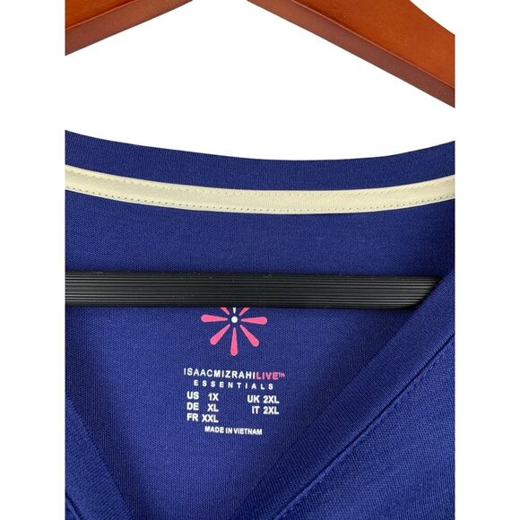 Isaac Mizrahi Live Essentials Soft Navy Blue Cotton Tee Elevate Your Casual Ward - Picture 4 of 5